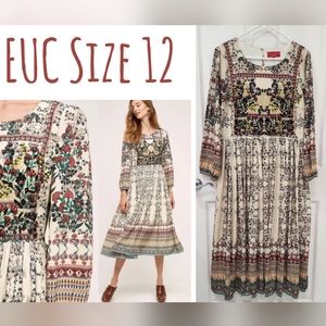 Bhanuni by Jyoti Far Fields Embellished Beaded Floral Midi Dress Anthropologie